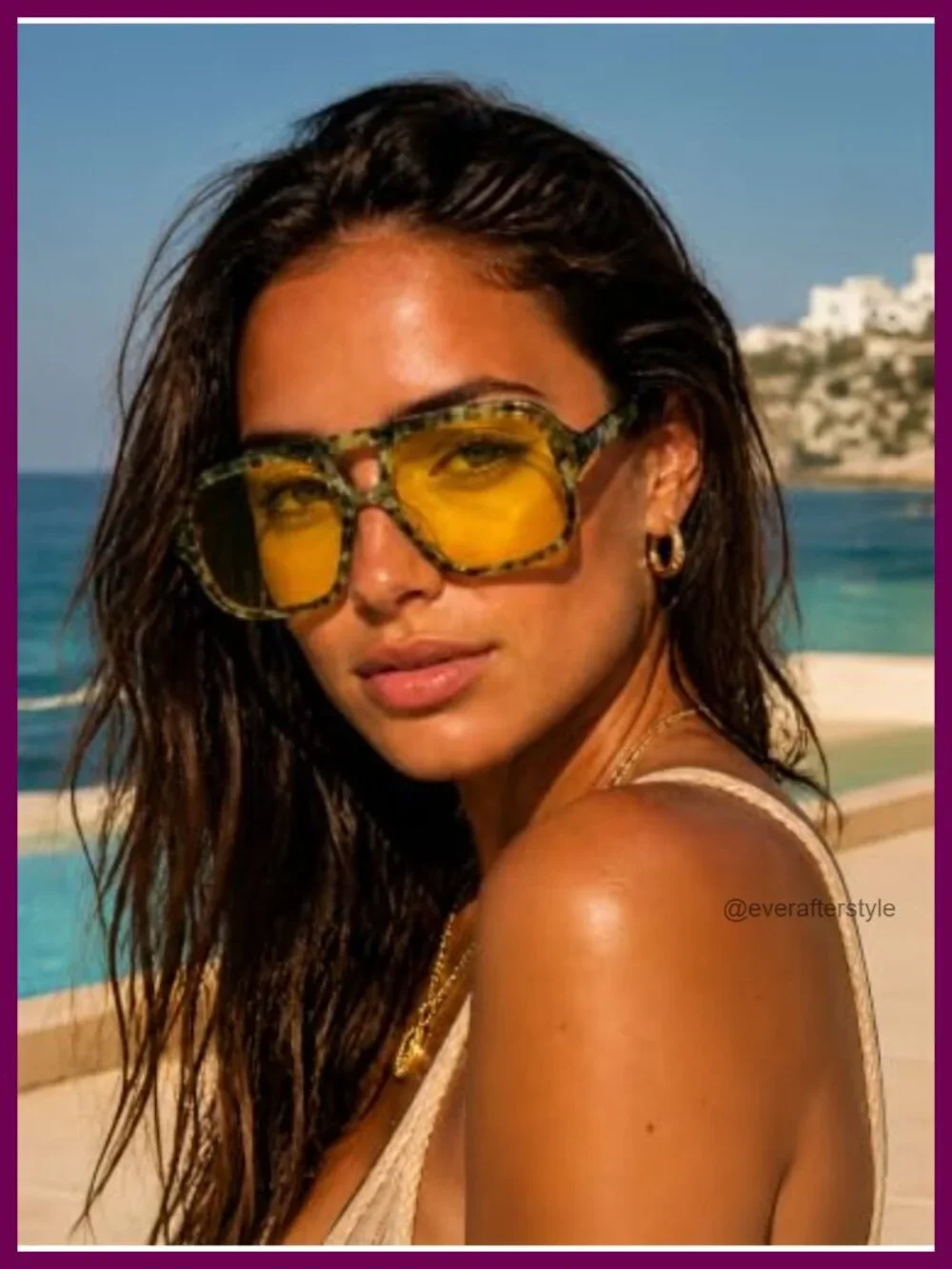 Oversized Square Aviator Sunglasses UV400 Protection Unisex Double Bridge Retro